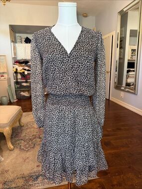 MICHAEL Michael Kors Black and White Leopard-Print Mini Dress